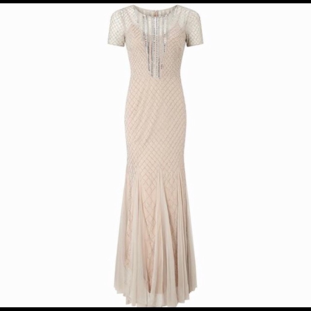BHLDN Anthro Adrianna Papell Mermaid Beaded Dress